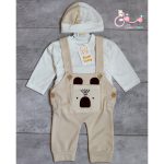 ست شلوار پیشبندی، بلوز و کلاه نوزادی - Image 6