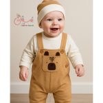 ست شلوار پیشبندی، بلوز و کلاه نوزادی - Image 11