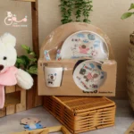 ست ظرف غذای بامبو کودک - Image 4