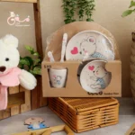 ست ظرف غذای بامبو کودک - Image 2